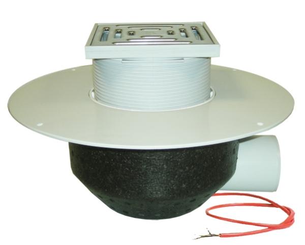 Dachablauf DN110 waagrecht mit PVC-Kragen und Heizung (10-30W/230V). Begehbar-148x148mm/137x137mm  HL64.1BP/1